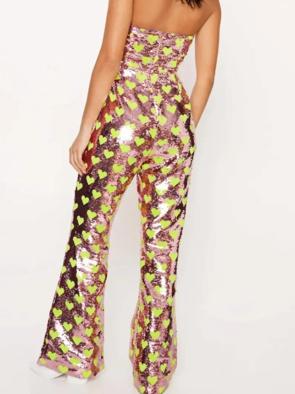 NastyGal Premium Heart Sequin Tailored Strapless Jumpsuit - Picture 2 of 6